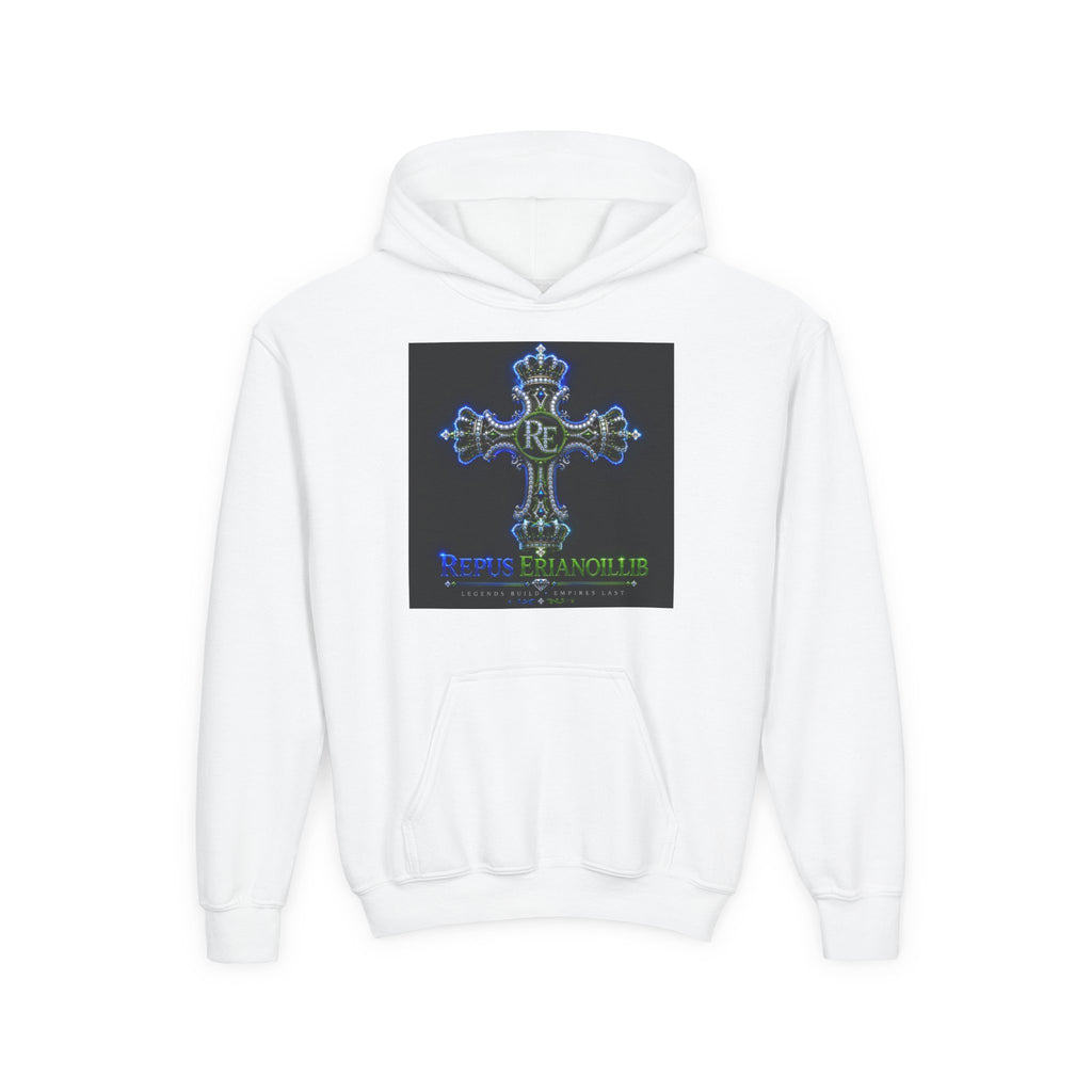THE RE EMPIRE COLLECTION REPUS ERIANOILLIB® CHAPTER I THE RE EMPIRE COLLECTION First Edition Legends Build. Empires Last. Neon Crown Cross Youth Hoodie