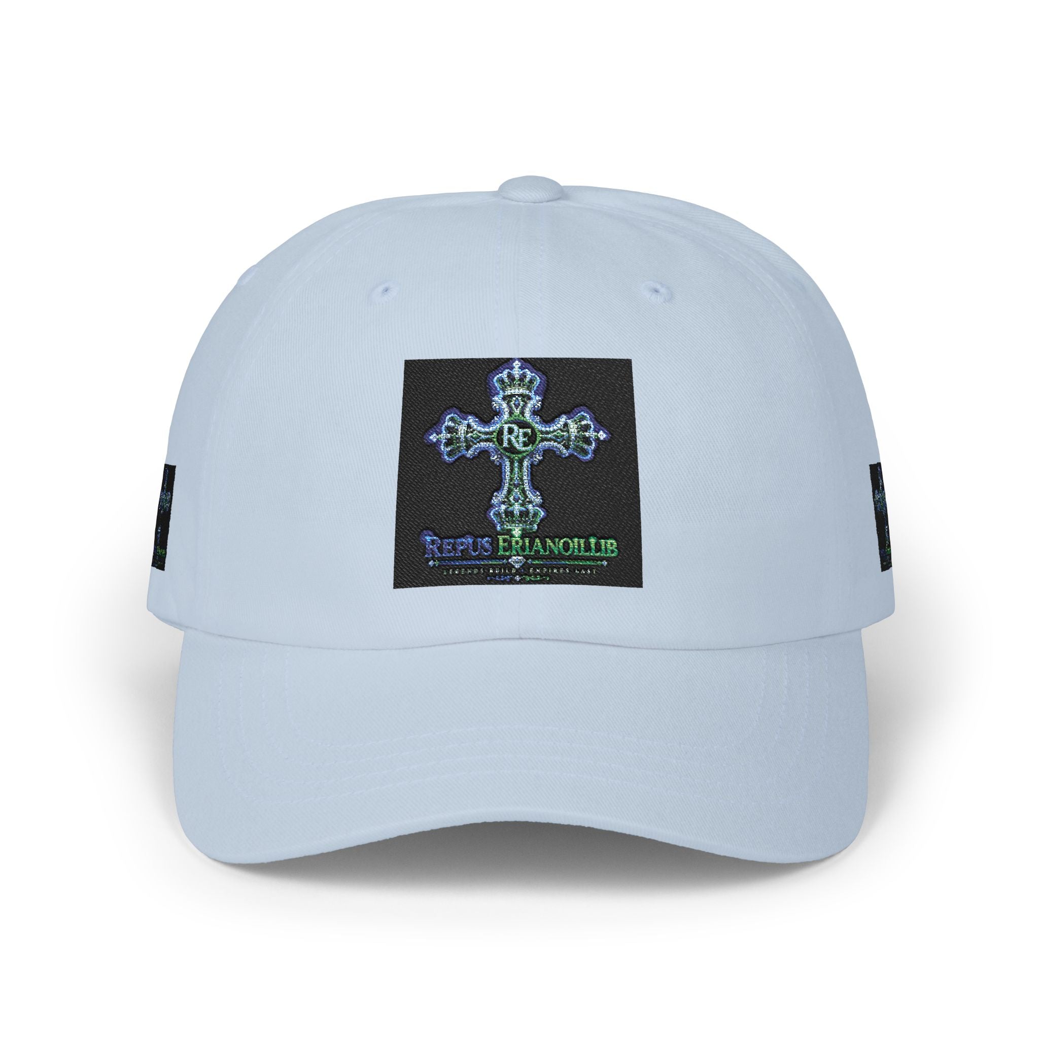 Embroidered Gothic Cross Dad Cap — Classic White Baseball Hat