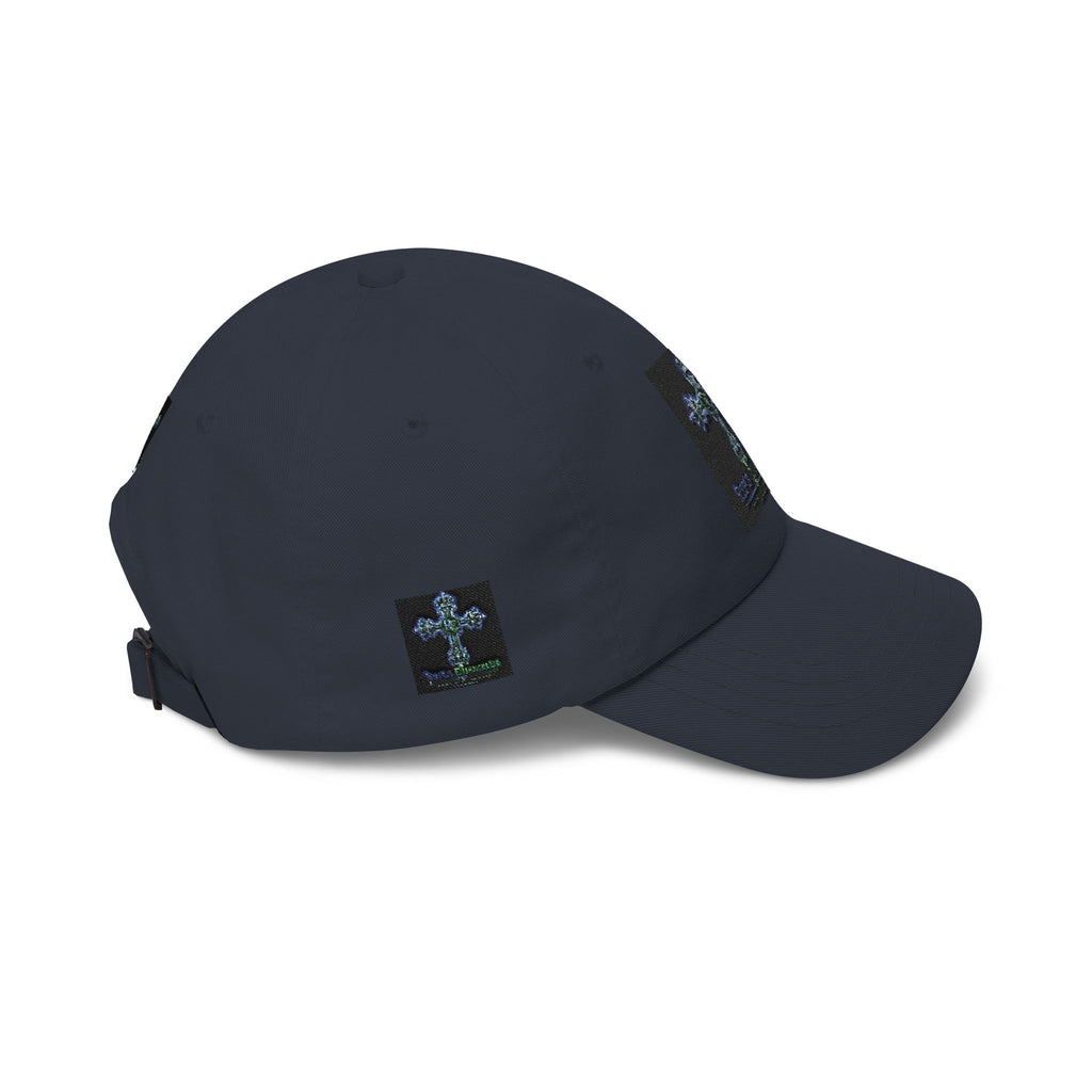 Embroidered Gothic Cross Dad Cap — Classic White Baseball Hat