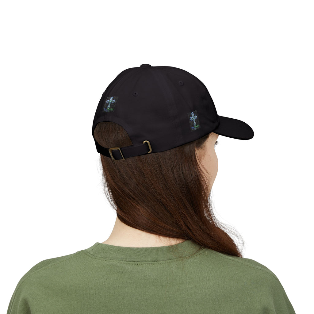 Embroidered Gothic Cross Dad Cap — Classic White Baseball Hat