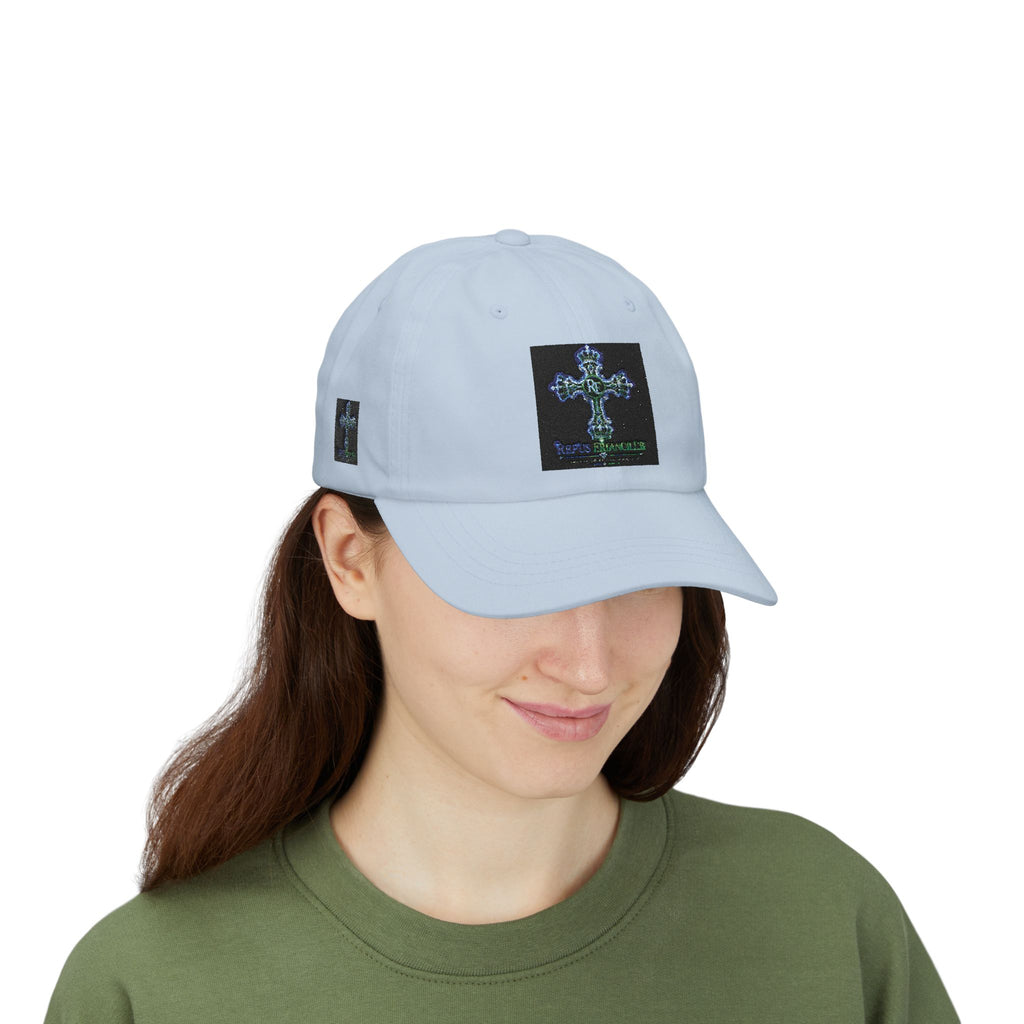 Embroidered Gothic Cross Dad Cap — Classic White Baseball Hat