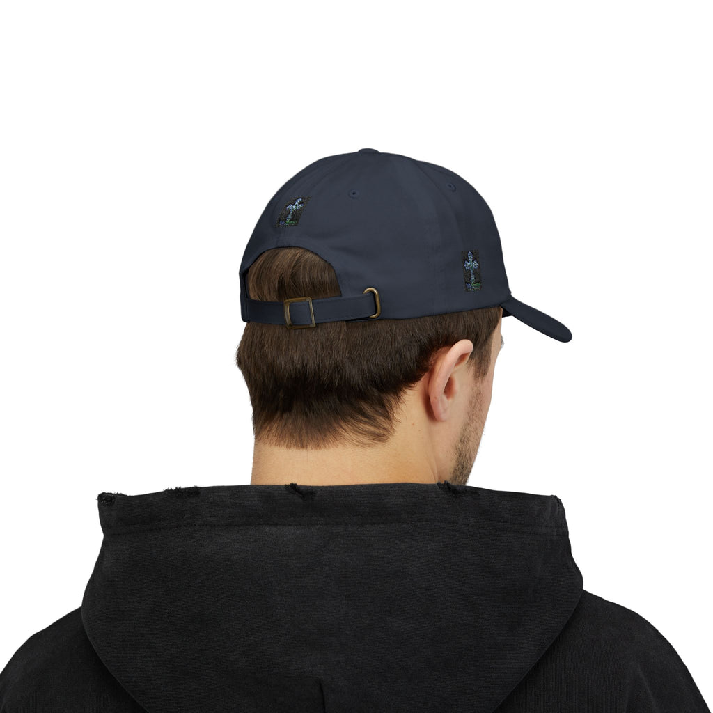 Embroidered Gothic Cross Dad Cap — Classic White Baseball Hat