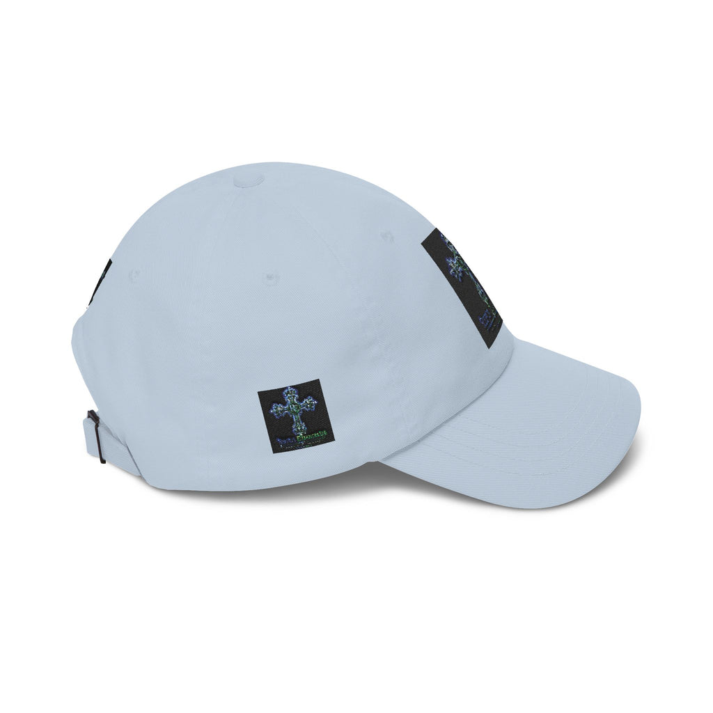 Embroidered Gothic Cross Dad Cap — Classic White Baseball Hat