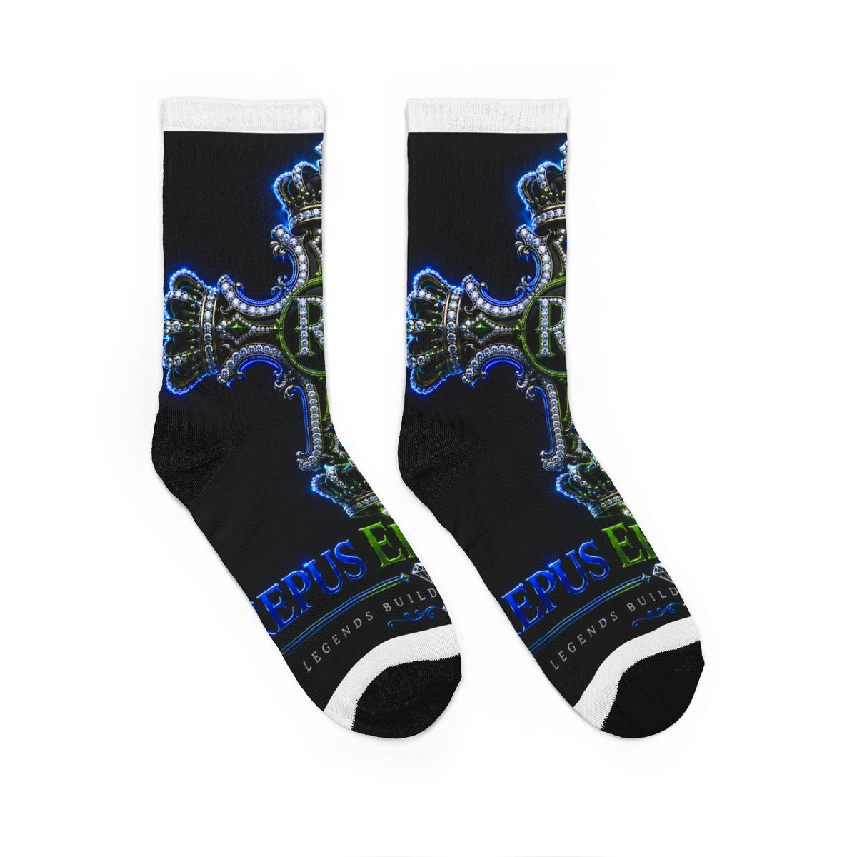 THE RE EMPIRE COLLECTION REPUS ERIANOILLIB® CHAPTER 1 Neon Cross Graphic Padded Crew Socks