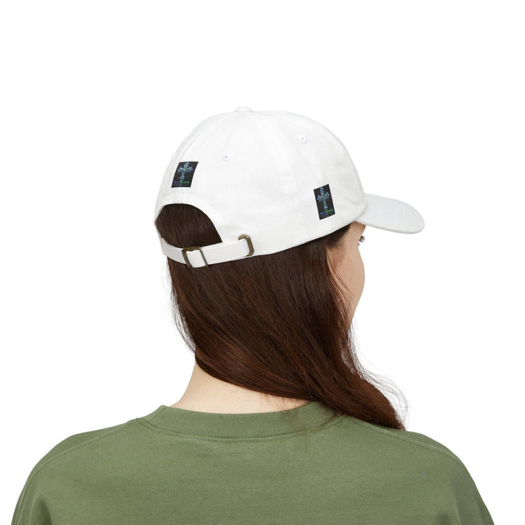 Embroidered Gothic Cross Dad Cap — Classic White Baseball Hat