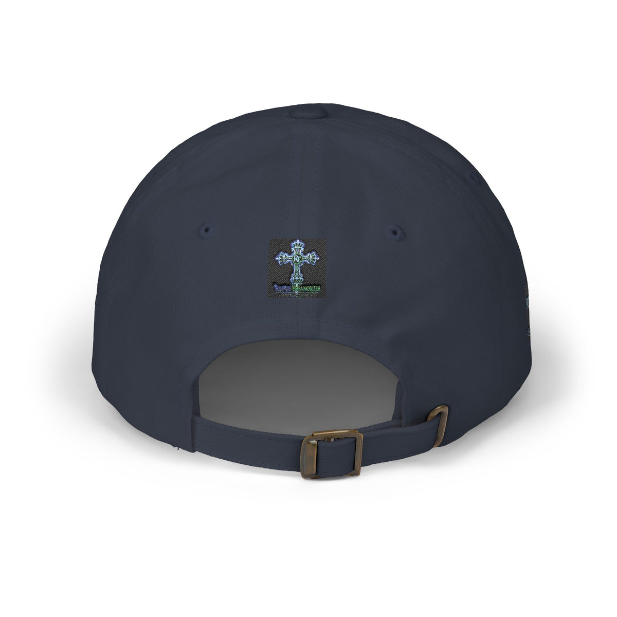 Embroidered Gothic Cross Dad Cap — Classic White Baseball Hat