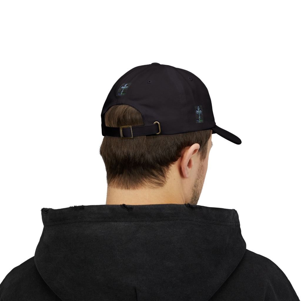 Embroidered Gothic Cross Dad Cap — Classic White Baseball Hat