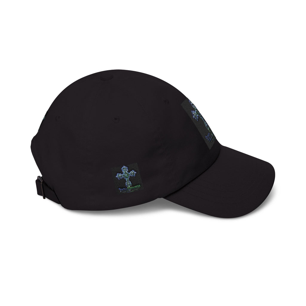 Embroidered Gothic Cross Dad Cap — Classic White Baseball Hat