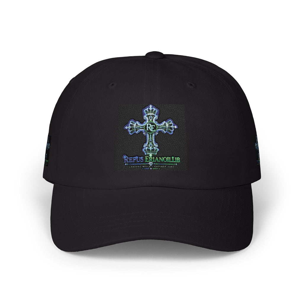 Embroidered Gothic Cross Dad Cap — Classic White Baseball Hat