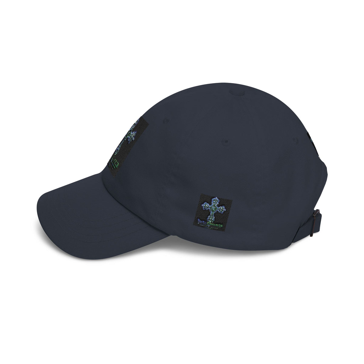 Embroidered Gothic Cross Dad Cap — Classic White Baseball Hat